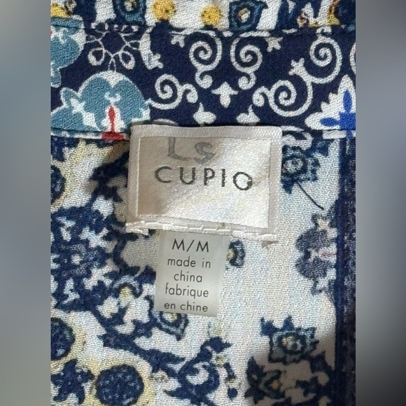 Cupio Sz M Button Down Dress Floral Patriotic July 4th Summer Sleeveless Holiday - Picture 4 of 10